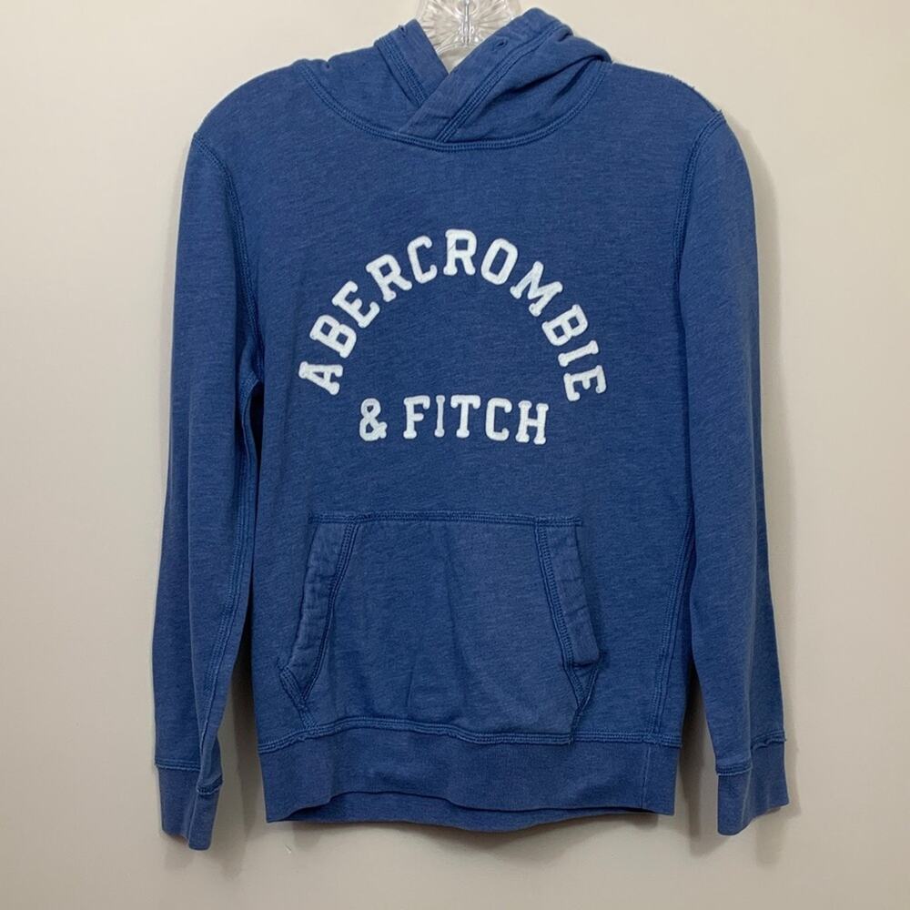 Abercrombie & Fitch Navy-Blue Arch Logo Hoodie Sweatshirt